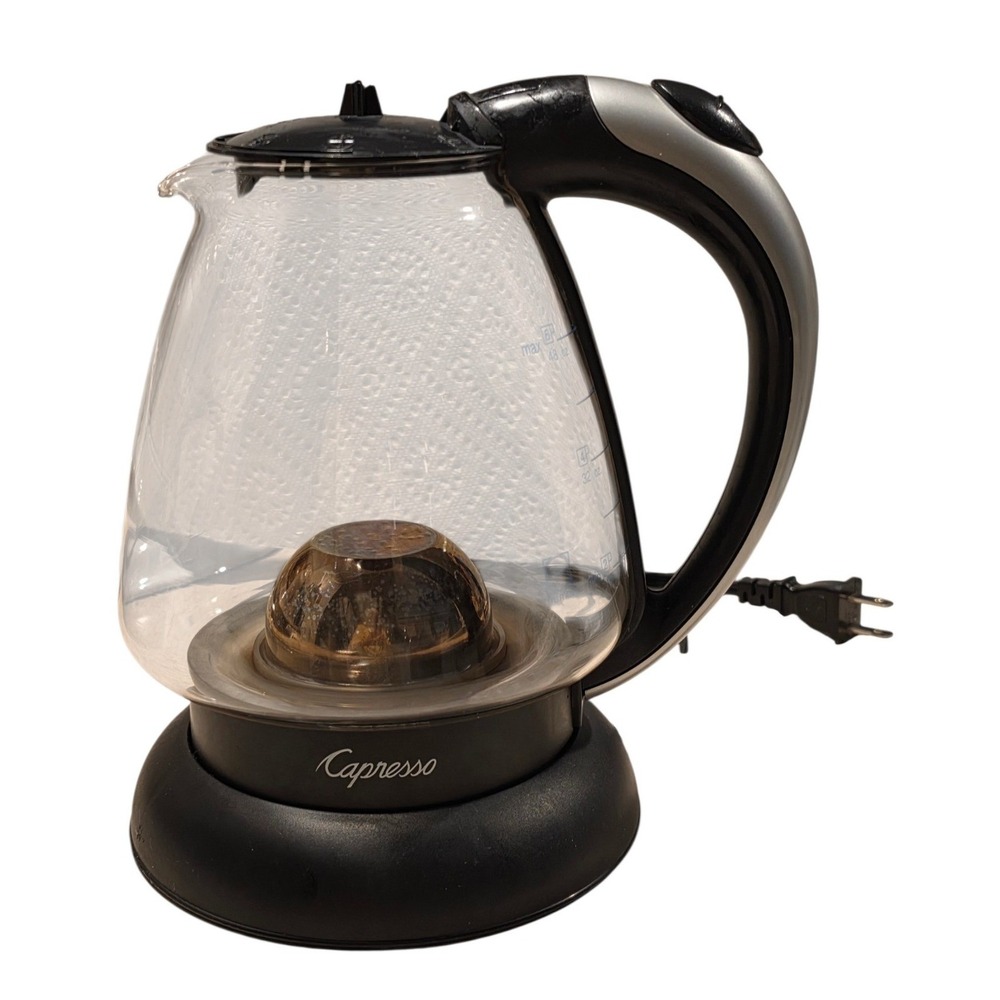 Capresso H2O Plus Glass Electric Water Kettle 259 Black Silver 48oz 1500W